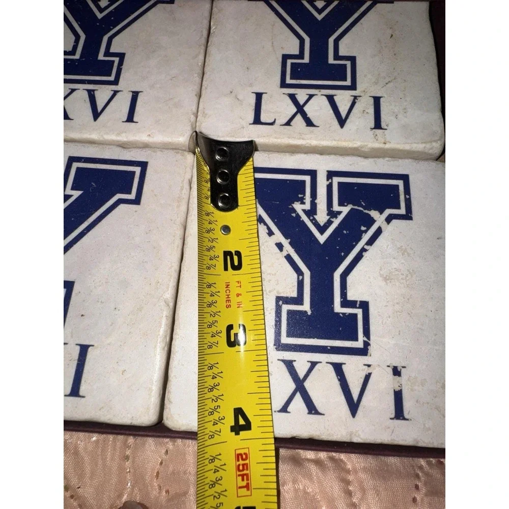 Set Of 4 Yale University Marble Coasters